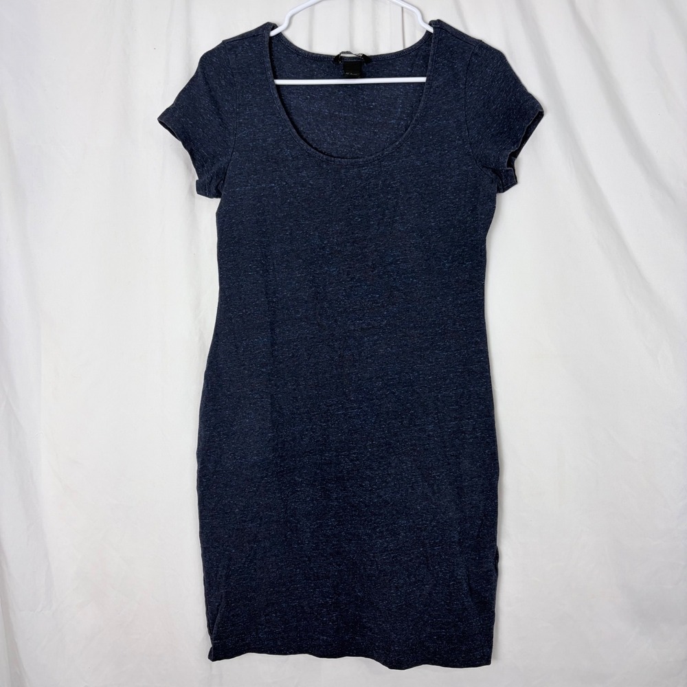 H&M‎ Marled Blue T-Shirt Dress Scoop Neck Mini Casual Women's Size M